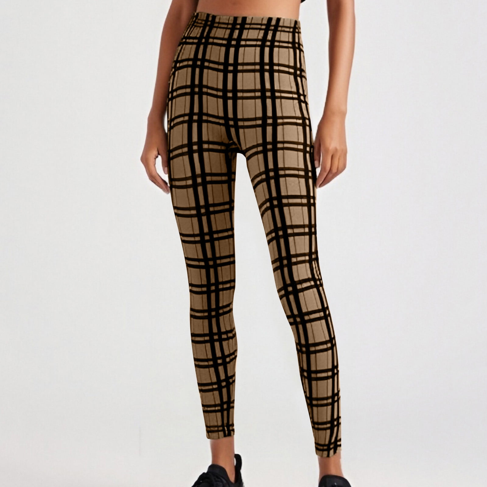 VgaVtl Womens Leggings High Waist Brown Pants for Women Tight