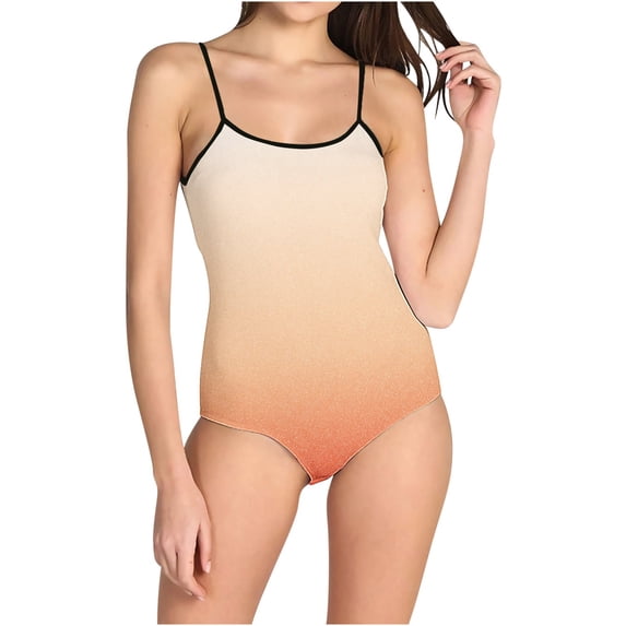 VgaVtl Womens One Piece Bathing Suit Women's Swimsuits Playing Full Coverage Gradient Print Cute Swimsuits,Orange S