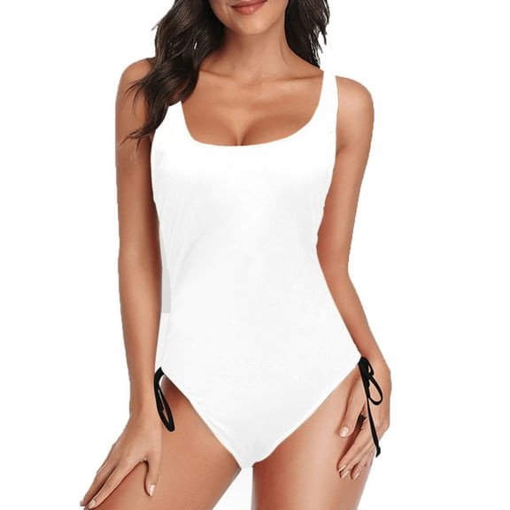 VgaVtl Womens One Piece Swimsuits Summer Women Bathing Suits Vacation Plain Push up High Cut Basic Swimsuits,White M
