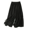 thumbnail image 1 of VgaVtl Womens Pants Cotton Linen Wide-Leg Black Long Ladies Palazzo Pants Loose Casual Solid Pants, 1 of 3