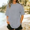 thumbnail image 1 of VgaVtl Womens Plus Size T Shirts Short Sleeve Summer Tops for Women Plus Size Basic Solid Color Loose Leisure Holiday Tops,Gray M, 1 of 4