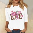 thumbnail image 1 of VgaVtl Womens Plus Size Tee Shirts 3/4 Sleeve Valentines Day Tops for Women Loose Festivals Layering Casual Love Print Tops, 1 of 4