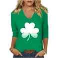 thumbnail image 1 of VgaVtl Womens Plus St Patricks Day Shirt 3/4 Sleeve V-Neck Women Tops Party Saint Shirts Shamrock Loose Leisure Tops,Green 3XL, 1 of 3