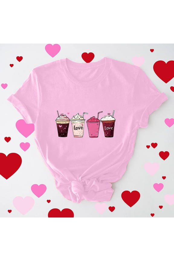 Womens Plus Tees Graphic Short Sleeve Ladies Plus Size Tops Casual Lightweight Romantic Going Out Regular Tops,Pink L