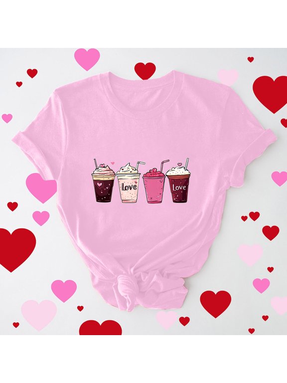 Womens Plus Tees Graphic Short Sleeve Ladies Plus Size Tops Casual Lightweight Romantic Going Out Regular Tops,Pink L