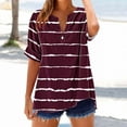 thumbnail image 1 of VgaVtl Womens Plus Tees V-Neck Short Sleeve Tops for Juniors Button Casual Striped Oversized Camping Classy Shirts,Red XXL, 1 of 5
