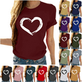 thumbnail image 1 of Odbmxy Womens Plus Tops Holiday Heart Print Crew Neck Short Sleeve T-Shirt Casual Loose Tops, 1 of 8