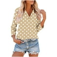 thumbnail image 1 of VgaVtl Womens Plus Tshirts V-Neck 3/4 Sleeve Womens Tops Dressy Soft Polka Dots Daytime Leisure Classic Fit Shirts,Yellow M, 1 of 8