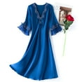 thumbnail image 1 of VgaVtl Womens Sleep Shirts Plus Size Short Sleeve Blue Women's Nightgowns Plain Ice Silk Ruffles Loose Nightgowns, 1 of 5