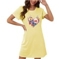 thumbnail image 1 of VgaVtl Womens Sleep Shirts Plus Size Yellow Short Sleeve Womens Sleepwear Plus Size Casual Breathable Floral Nightgowns, 1 of 2