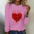 thumbnail image 1 of VgaVtl Womens T Shirts Plus Size Valentines Day Pink Long Sleeve Womens Top Holiday Heart Print Loose Pullover Casual Tops, 1 of 4