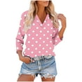 thumbnail image 1 of VgaVtl Womens T Shirts V-Neck 3/4 Sleeve Plus Size Shirts for Women Classic Fit Polka Dots Soft Daytime Leisure Shirts,Pink M, 1 of 8
