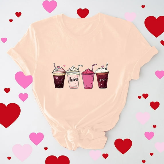 VgaVtl Womens Tee Shirts Plus Size Short Sleeve Graphic Tops for Women Trendy Romantic Going Out Lightweight Casual Tops,Beige L