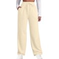 thumbnail image 1 of VgaVtl Womens Wide Leg Pants Plus Size High Rise Womens Palazzo Pants Drawstring Pocket Sports Loose Plain Pants,Yellow M, 1 of 1