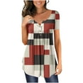 thumbnail image 1 of VgaVtl Womes Plus Size Tops Gradient&nbsp;Print V-neck Short Sleeve T-Shirt Casual Button Curvy Fit Tops, 1 of 6