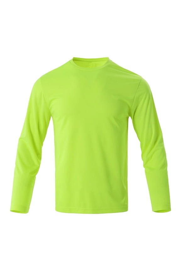 Yellow Long Sleeve Tee Shirts for Men Fall Mens Shirts Solid Color Casual Athletic Dry Fit Loose Shirts