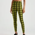 thumbnail image 1 of VgaVtl Yellow Plus Size Leggings for Women High Waist Pants Women Elastic Waist Sports Plaid Stretch Slim-Leg Tight Pants, 1 of 5