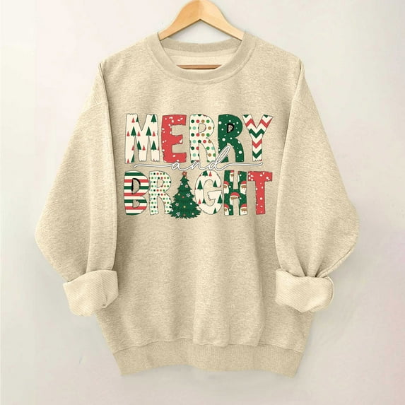VgaVtl Yellow Women Christmas Sweatshirt Oversized Sweatshirt for Women Fashion Pullover Crew Neck Cute Sweatshirt