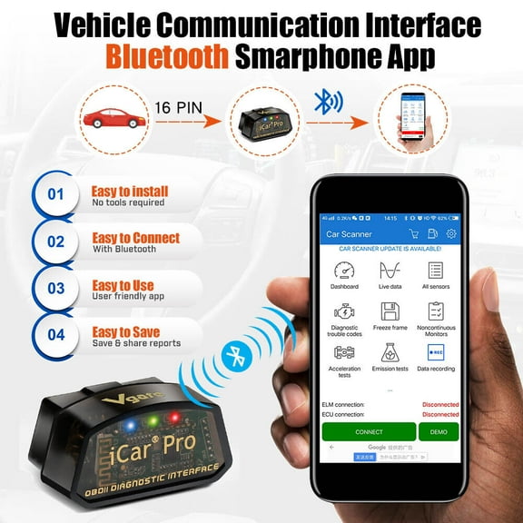 Vgate iCar Pro OBD2I Diagnostic Code Reader Scanner Bluetooth 4.0 Android IOS