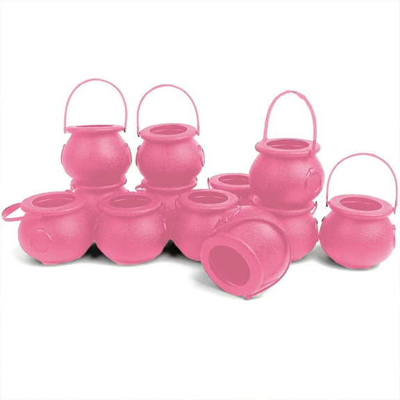 Vggrvlo 12PCS Halloween Cauldron Mini Halloween Witches Cauldron Halloween Decorations Indoor for St.Patrick's Day,Halloween Party FavorPink
