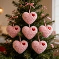 thumbnail image 1 of Vggrvlo 12Pcs Valentine's Day Plush Heart Ornaments 4.72 Inch Fuzzy Heart Decor with Red Accents Soft Christmas Tree Hearts for Xmas, Valentine's, Wedding, Party, Home Outdoor Decoration (12Pcs-Pink), 1 of 5