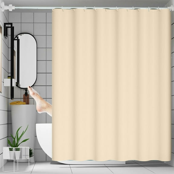 Vggrvlo 15 & Under Stall Fabric Shower Curtain with 12 Hooks Premium PEVA Washable Waterproof Shower Curtain for Bathroom Hotel 72"x72"