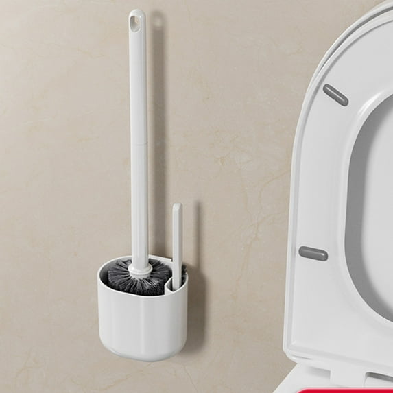 Vggrvlo 2 in 1 Toilet Brush and Holder Set Bathroom Deep Cleaning Toilet Cleaner Scrubber Long Handle Household Cleaning Brushes Hidden Rv Toilet Decorative Accessories with Caddy