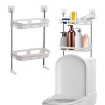 Vggrvlo 2-Tier Shower Caddy Shelf Organizer Rack Over Toilet Storage Shelf with Paper Holder Freestanding Above Over Toilet Storage Shelf Above The Toilet Shelf for Bathroom Storage White