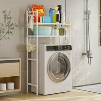 Vggrvlo 2-Tier over the toilet storage Large Capacity Bathroom Organizers and Storage Freestanding Above Over Toilet Storage Shelf Above The Toilet Shelf for Bathroom Storage with 4 Hooks White