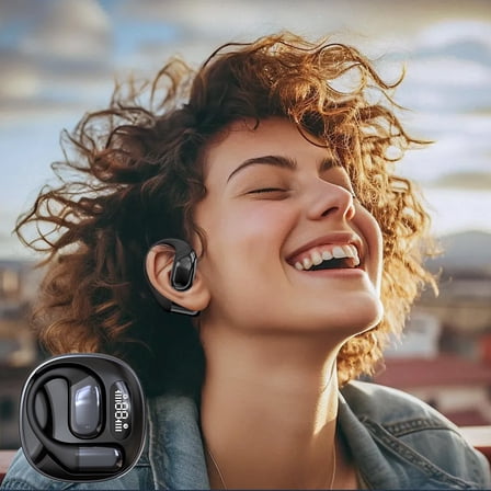 Vggrvlo 2025 Newest Wireless Earbuds Bluetooth 5.3 Headphones with Microphone Noise Canceling Lightweight Over-Ear Buds with Earhooks HiFi Stereo Deep Bass for Children Teens Boys Girls