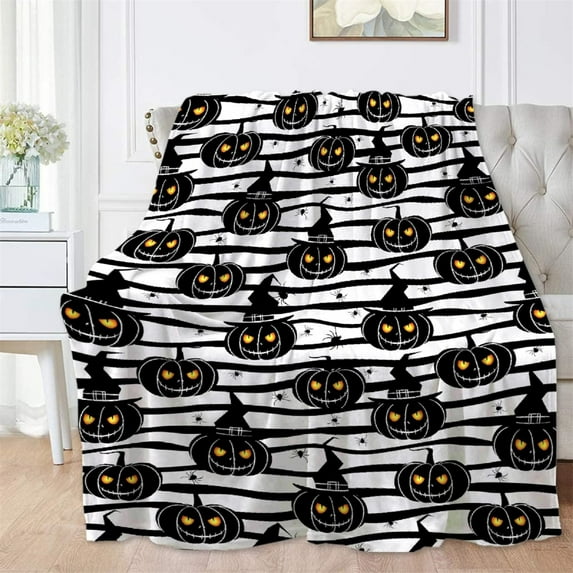 Vggrvlo Up to 25% Off Halloween Halloween Themed Throw Blanket Flannel Cute Jack O Lantern Throw Blanket Halloween Blankets and Throws for Party Sofa Bed Living Room 27.5"x39"