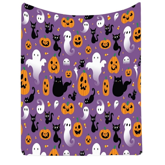 Vggrvlo Up to 25% Off Halloween Halloween Throw Blanket Spooky Ghost Fleece Blanket Flannel Blanket for Home Living Room Couch Bed Chair or Dorm Decor