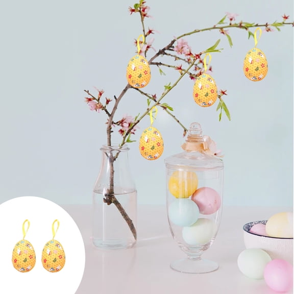 Vggrvlo 2PCS Easter Hanging Eggs Foam Easter Decorations Eggs Decorative Hand Painted Ball DIY Crafts Tree Ornaments for DIY Spring Displays and Easter Decorations