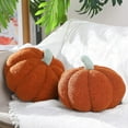 thumbnail image 1 of Vggrvlo 2Pcs Simulated Pumpkin Halloween Throw Pillows 7"x5" 3D Cushion Halloween Decoration Pumpkin Plush Stuffed Throw Pillow for Thanksgiving Christmas Halloween Brown, 1 of 6