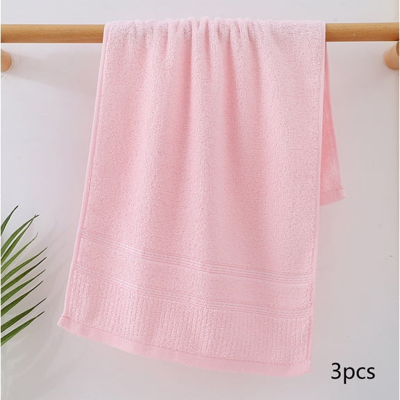 Vggrvlo 3PCS Cotton Wash Cloth Microfiber Coral Fleece Face Towel 100% Ring Spun Cotton Pink 14"X30"