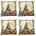 thumbnail image 1 of Vggrvlo Under 5 4PCS Christmas Throw Pillow Covers 18x18 Inches Christmas Decorations Beautiful Christmas Tree Linen Pillow Cases Winter Hoilday Couch Cushion Case for Christmas Gifts, 1 of 6