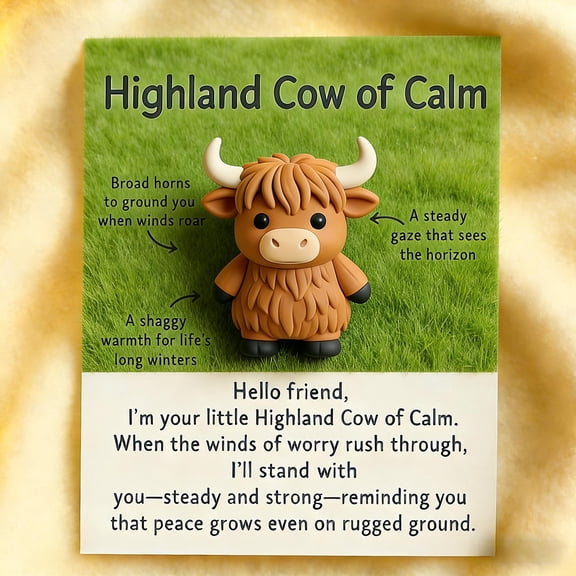 Vggrvlo Under 5 Animal Pocket Hug Gifts Pocket Hug Highland Cow Emotional Support Highland Cow Pocket Hug with Positive Cards Encouragement Greeting Card Gifts for Coworkers Social Worker Volunteer