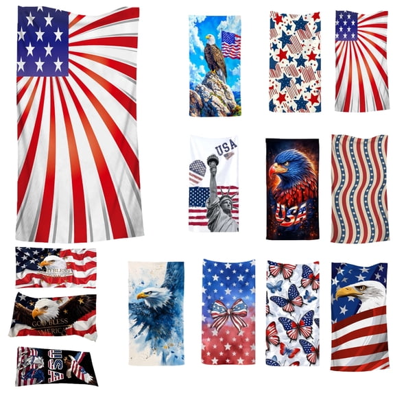 Vggrvlo Under 5 Beach Towel 4th of July Beach Towels Oversized Soft Double-sided Beach Towels Quick-Dry Microfiber Beach Blanket for Seaside Pool Cruise Vacation Essentials 30"x60" (L)
