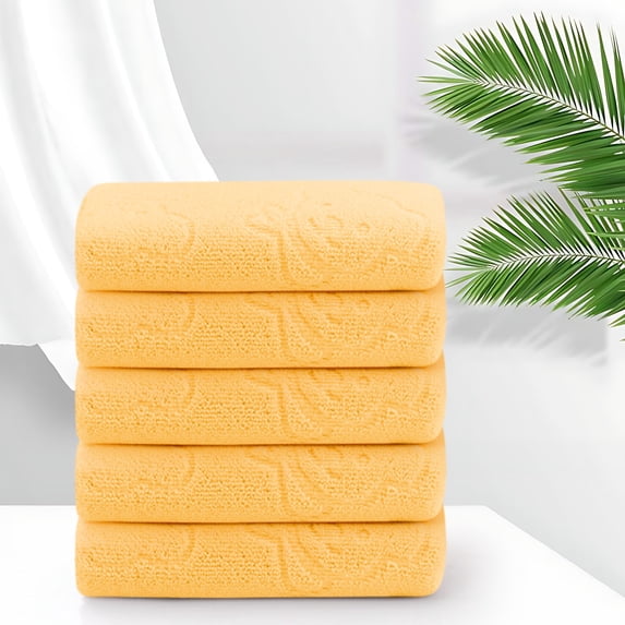 Vggrvlo 5PCS Basics Face Towels Extra Absorbent and Soft Face Towel Machine Washable Washcloths Orange 12"X24"