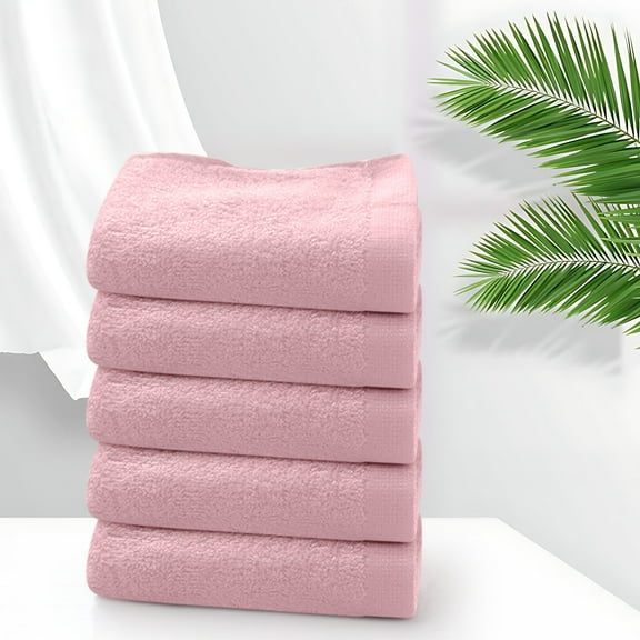 Vggrvlo 5PCS Cotton Wash Cloth Ultra Absorbent Extra Absorbent and Soft Wash Clothes Pink 12"X24"