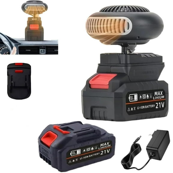 Vggrvlo Battery Operated Heater 2 in 1 Heating & Cooling Fast Heating Defrost Defogger with 4500mAh Battery 170W 2 Gears 18V Portable Battery Operated Heaters for Cars Office Indoor Use
