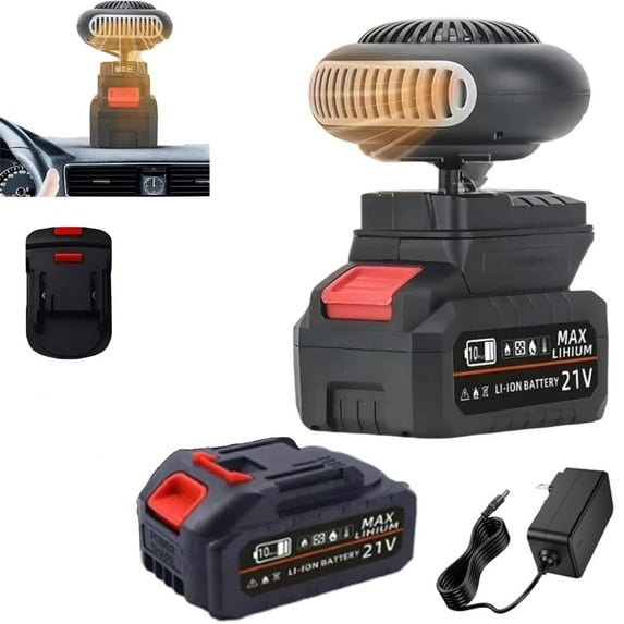 Vggrvlo Battery Powered Heater 2 in 1 Heating & Cooling Fast Heating Defrost Defogger with 1500mAh Battery 170W 2 Gears 18V Battery Powered Heater for Vehicle,Car
