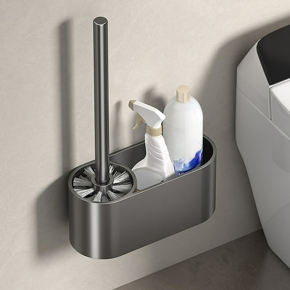 Vggrvlo Black Toilet Brush and Holder Set with Shelf Bathroom Deep Cleaning Toilet Cleaner Scrubber with Solid Handle and Durable Bristles RV Toilet Brush Suitable for Various Usage scenarios.