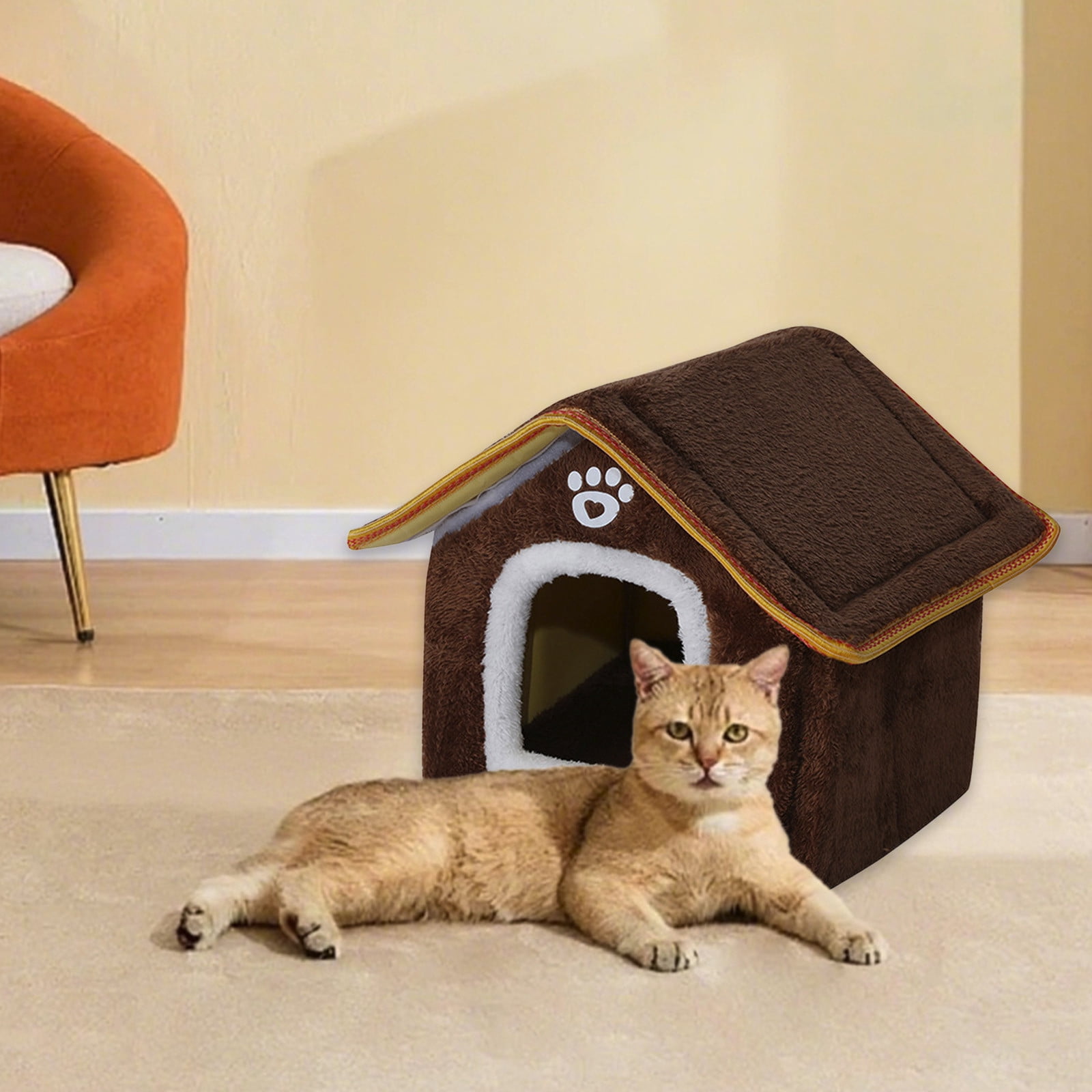 Vggrvlo Cat Houses for Indoor Cats Coffee Large Cat Cave Cat Beds & Furniture for Kitten 12"x13"
