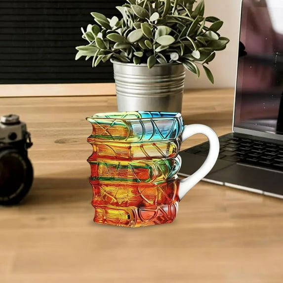 Vggrvlo Chapter Book Mug Glass 11oz Handmade Colored 3D Painted Glasss Books Mugs Reading Mugs for Books Lovers Best Christmas Valentine Gifts