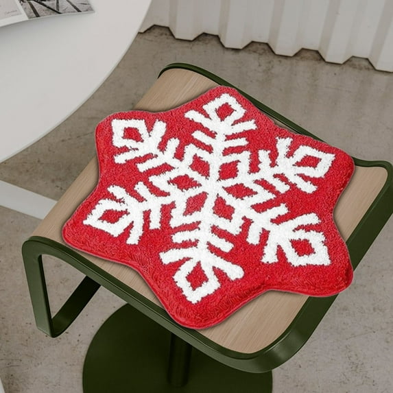Vggrvlo Christmas Kitchen Mats Rugs Non Slip Extra Soft Absorbent Door Mats Machine Washable Quick Dry Bathroom Rugs Mats 24"x24" Christmas Snowflake Shape
