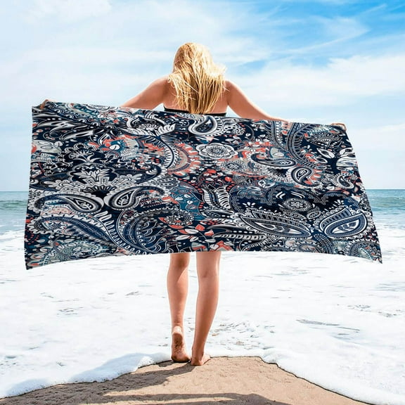 Vggrvlo Clearance Cabana Stripe Pool & Beach Towels Quick Dry Cotton Terry Absorbent Absorbent Compact Towels for Bathroom, Travel, Yoga, Camping