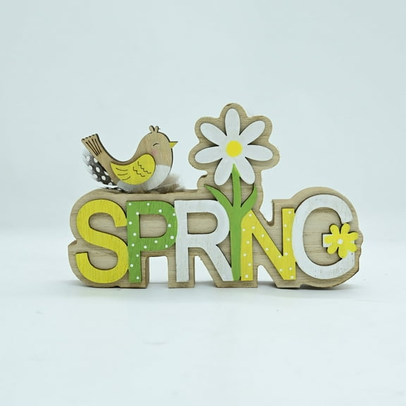 Easter Decorations for Home Table Ornaments Centerpieces-Spring Home Decor for Party Birthday Home Spring Decoration Wooden Easter Flower Letter Tabletop Ornaments