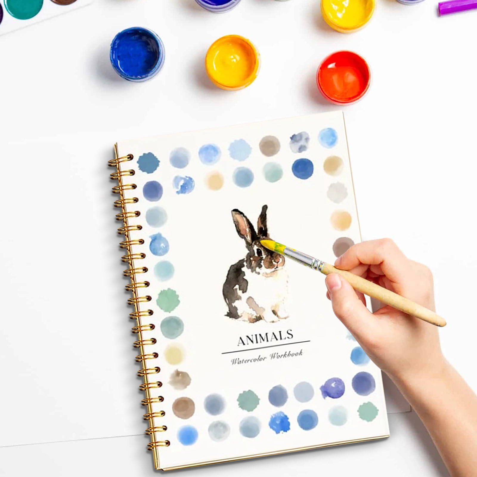 Watercolor Workbooks Coloring Book Kit – Beginner-Friendly Nature Scenes, Includes Paints & Brush
