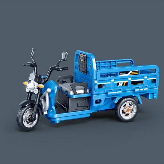 Vggrvlo Diecast Engineering Construction Play Vehicles Ki-ds Electric 3-Wheel Cargo Truck with LED Lights & Music Collections Room Decoration for Ki-ds